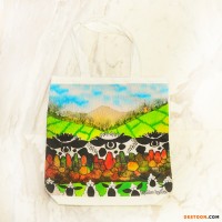 Custom Design Digital Printed Cotton Canvas Shopping Tote Bag