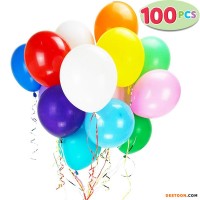 100 Pack Assorted Colored Party Balloons Bulk,Rainbow Set Party Balloons