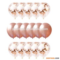 Transparent 18 Inch Latex Rose Gold Confetti Balloons For Party